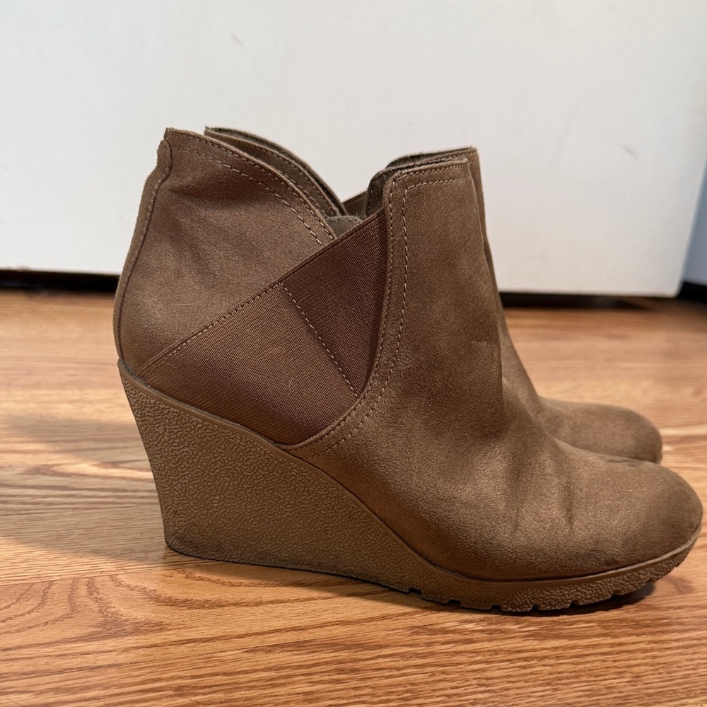 MIA Tan Wedge Ankle Boots